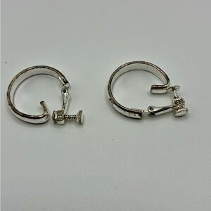 Silver Clip-On Hoop Earrings